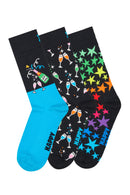 Happy Socks Erkek Siyah Kutlama Desenli 3’lü Pamuklu Çorap Seti | Derimod