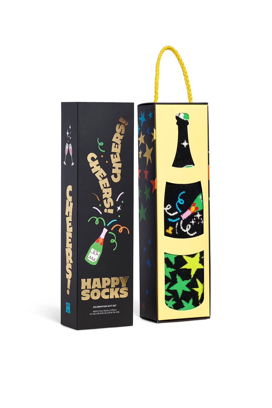 Happy Socks Erkek Siyah Kutlama Desenli 3’lü Pamuklu Çorap Seti