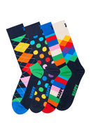 Happy Socks Erkek Çok Renkli Desenli Pamuklu 4'lü Çorap Seti | Derimod