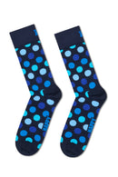 Happy Socks Male Navy Blue Patterned Cotton 4-Pack Sock Set | Derimod