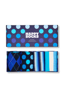 Happy Socks Male Navy Blue Patterned Cotton 4-Pack Sock Set | Derimod