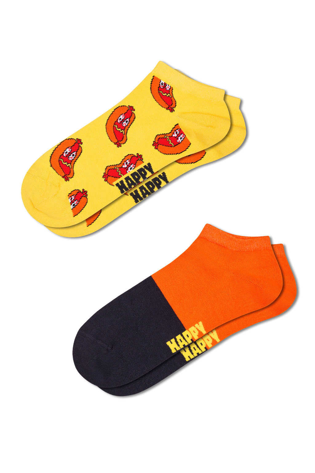 Happy Socks Erkek Sarı Desenli Pamuklu 2'li Çorap Seti