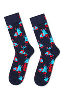Happy Socks Male Navy Patterned Cotton 2-Pack Sock Set | Derimod