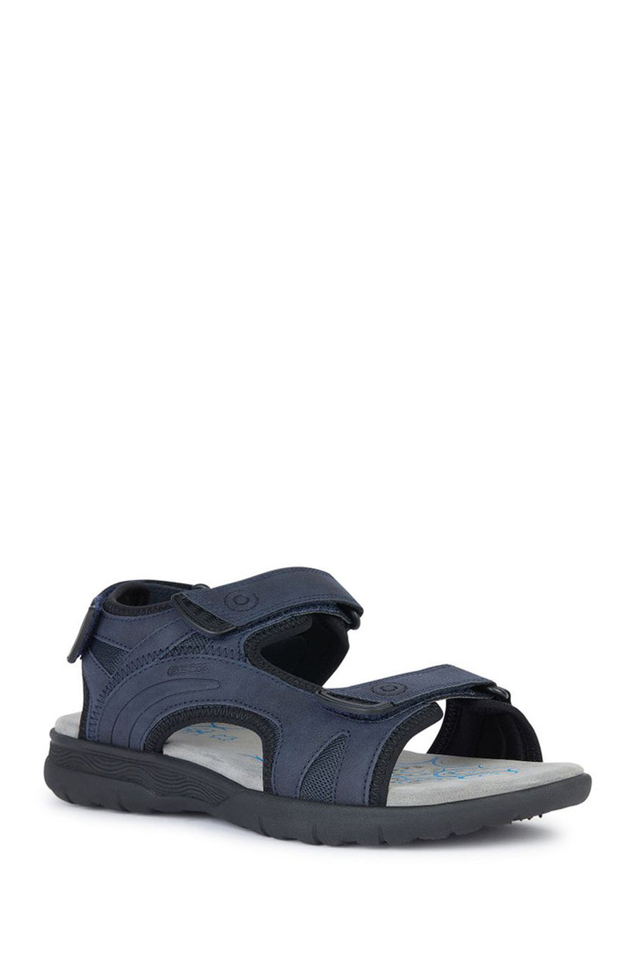 Geox Men's Navy Blue Spherica Ec5 Ankle Strap Suede Leather Sandals