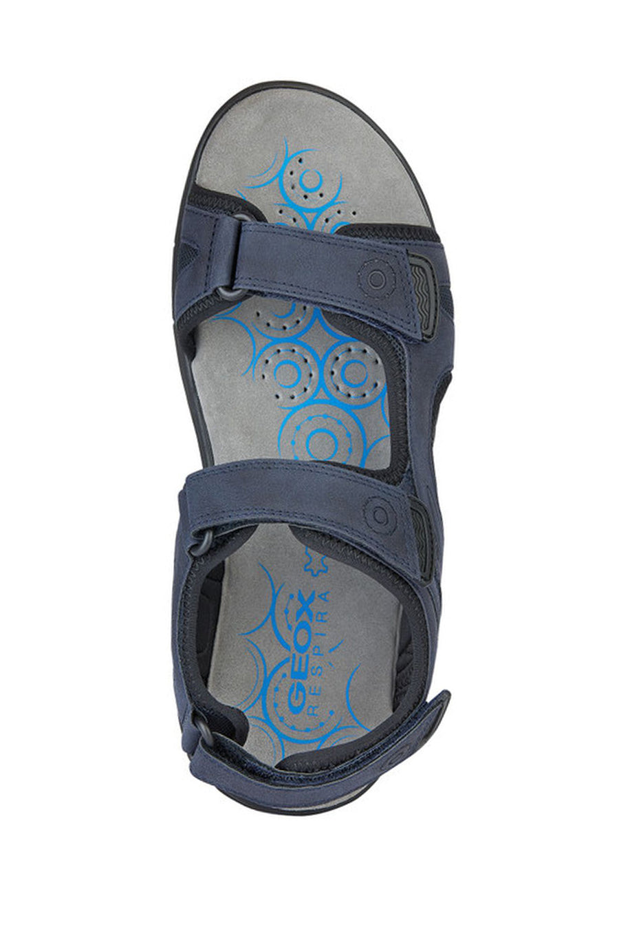 Geox Men's Navy Blue Spherica Ec5 Ankle Strap Suede Leather Sandals