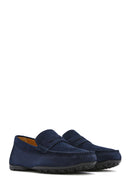 Geox Men's Navy Blue Kosmopolis + Grip Suede Leather Casual Loafer | Derimod