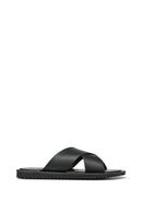 Geox Men's Black Erica Leather Slippers | Derimod