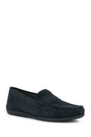 Geox Men's Navy Blue Ascanio Suede Leather Casual Loafer | Derimod