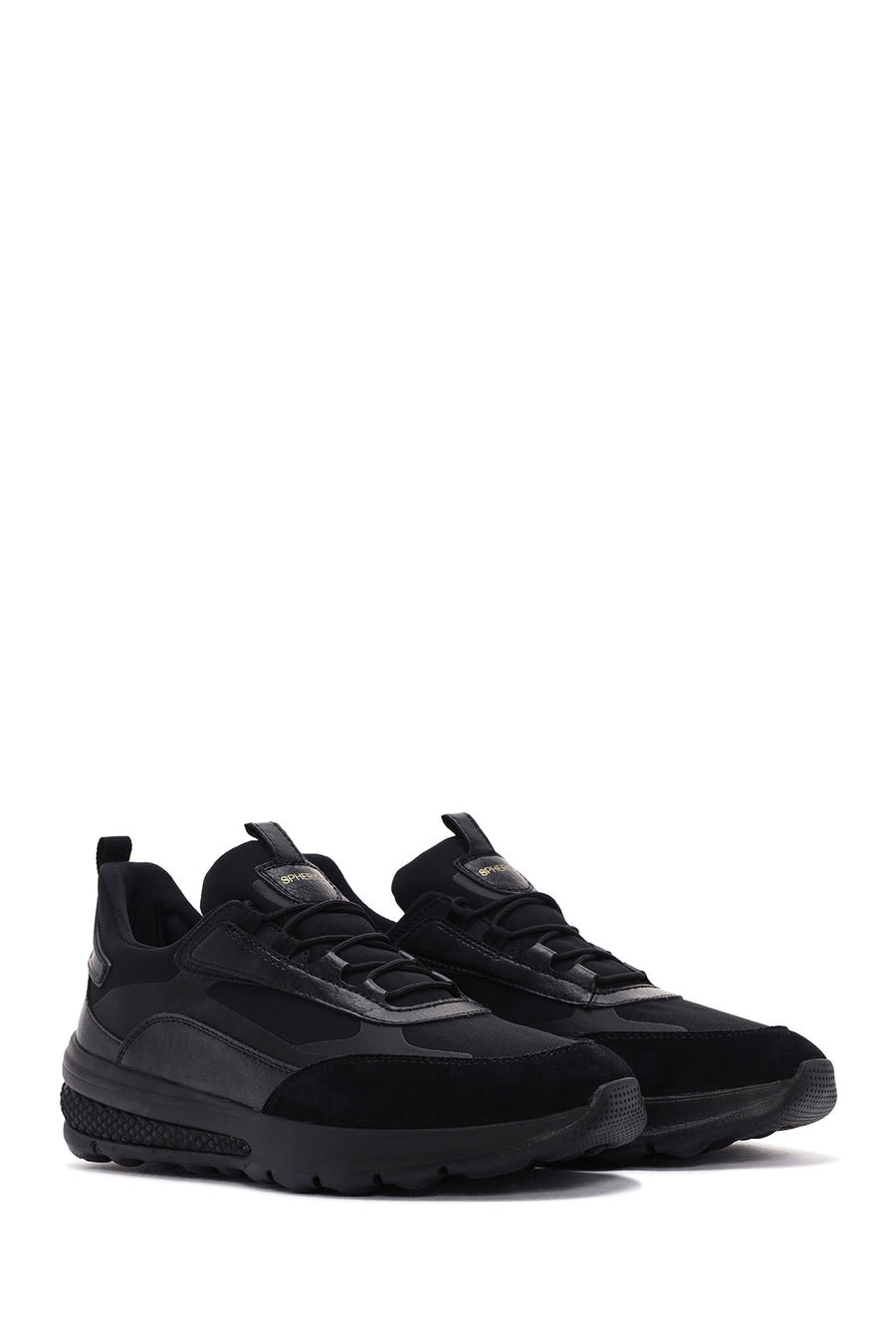 Geox Men's Black Spherica Active Lace-Up Leather Sneaker