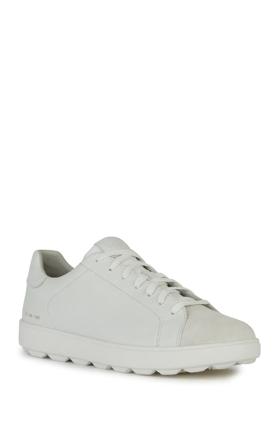 Geox Men's White Spherica Ecub-1 Lace-Up Leather Sneaker