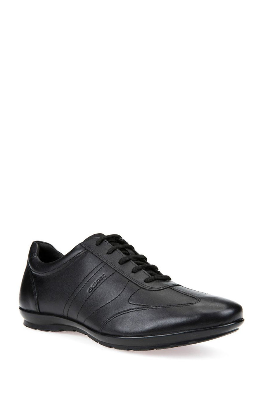 Geox Men's Black Symbol Lace-Up Leather Casual Shoes