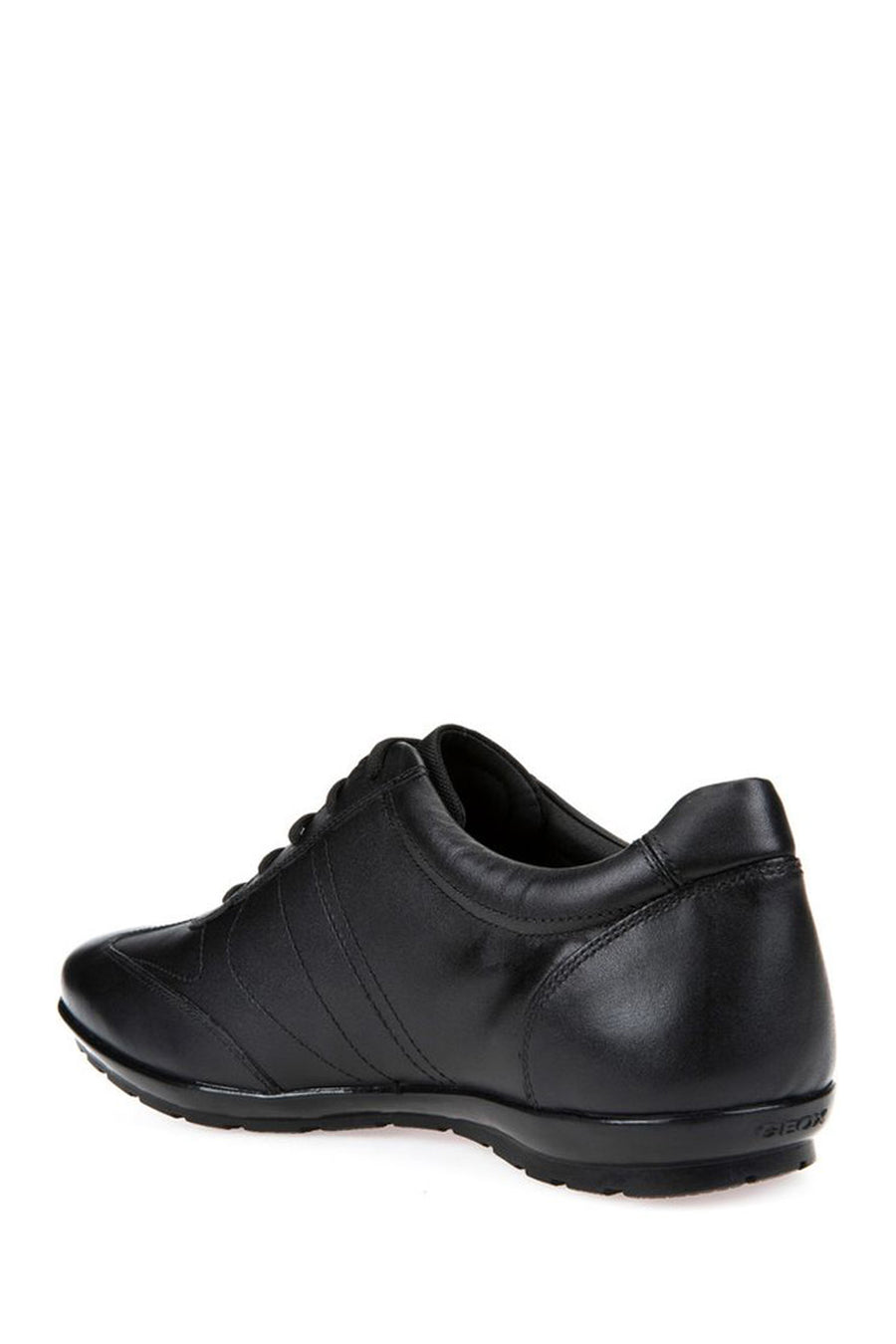 Geox Men's Black Symbol Lace-Up Leather Casual Shoes