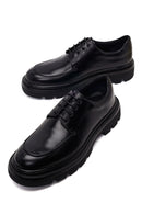 Male Black Lace-Up Thick-Soled Leather Casual Shoes | Derimod