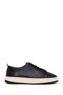 Male Black Lace-Up Thick-Soled Leather Sneaker | Derimod