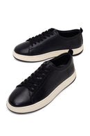 Male Black Lace-Up Thick-Soled Leather Sneaker | Derimod