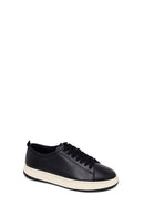 Male Black Lace-Up Thick-Soled Leather Sneaker | Derimod