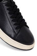 Male Black Lace-Up Thick-Soled Leather Sneaker | Derimod