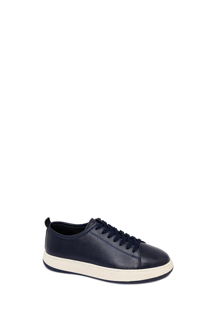 Erkek Lacivert Bağcıklı Kalın Tabanlı Deri Sneaker