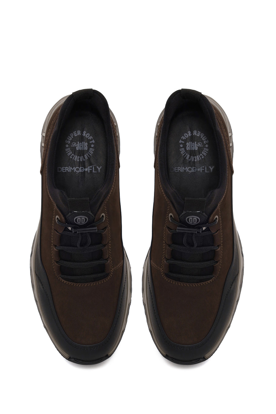 Derimod Fly Erkek Kahverengi Bağcıklı Kalın Tabanlı Nubuk Deri Casual Sneaker