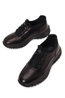 Derimod Fly Male Black Lace-Up Thick-Soled Leather Casual Sneaker | Derimod