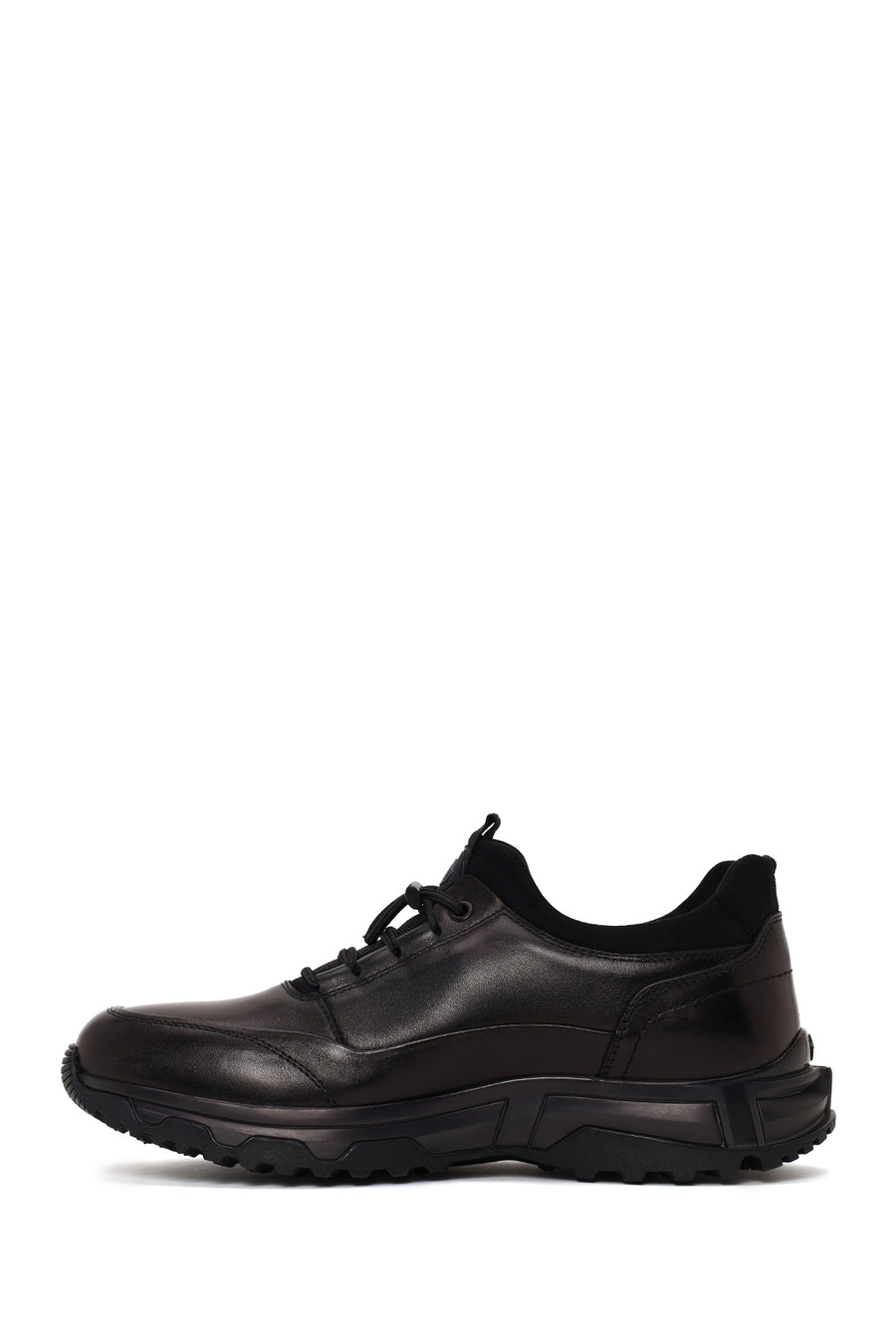 Derimod Fly Male Black Lace-Up Thick-Soled Leather Casual Sneaker