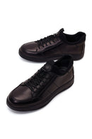 Derimod Fly Erkek Siyah Bağcıklı Deri Casual Sneaker | Derimod