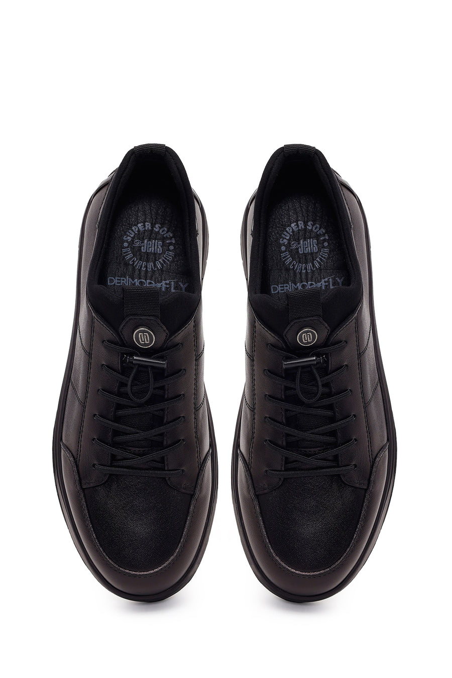 Derimod Fly Erkek Siyah Bağcıklı Deri Casual Sneaker