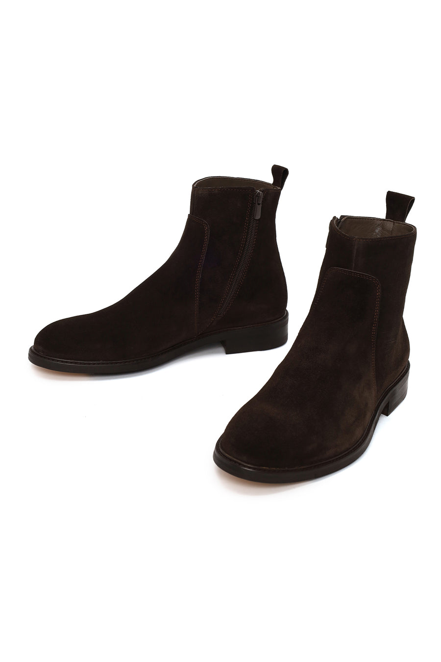 Male Brown Zip Closure Suede Casual Boots