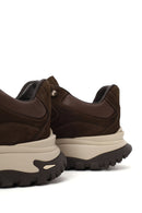 Erkek Kahverengi Bağcıklı Kalın Tabanlı Nubuk Deri Casual Sneaker | Derimod