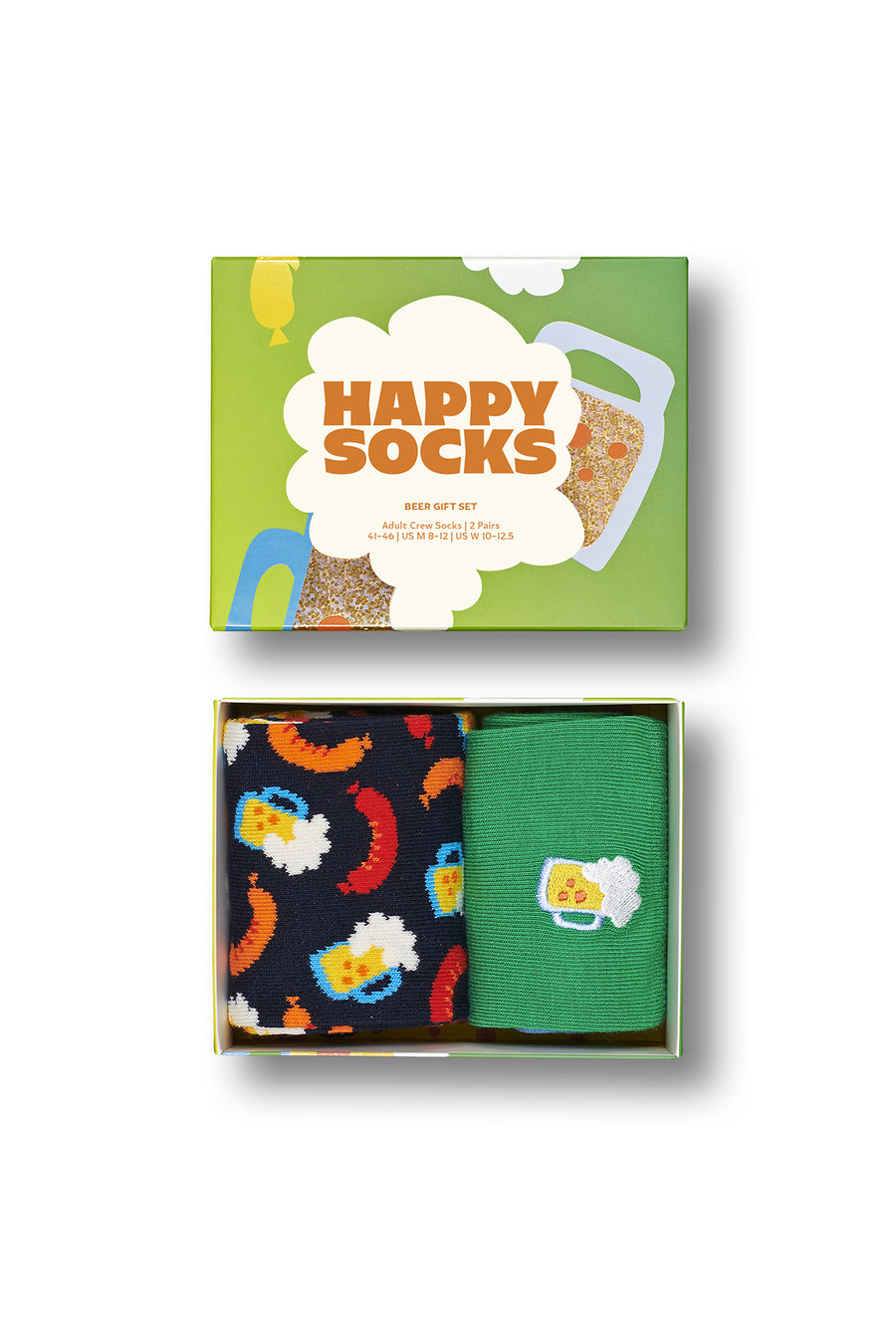 Happy Socks Erkek Çok Renkli Desenli Pamuklu 2'li Çorap Seti XBEE02-7300 | Derimod