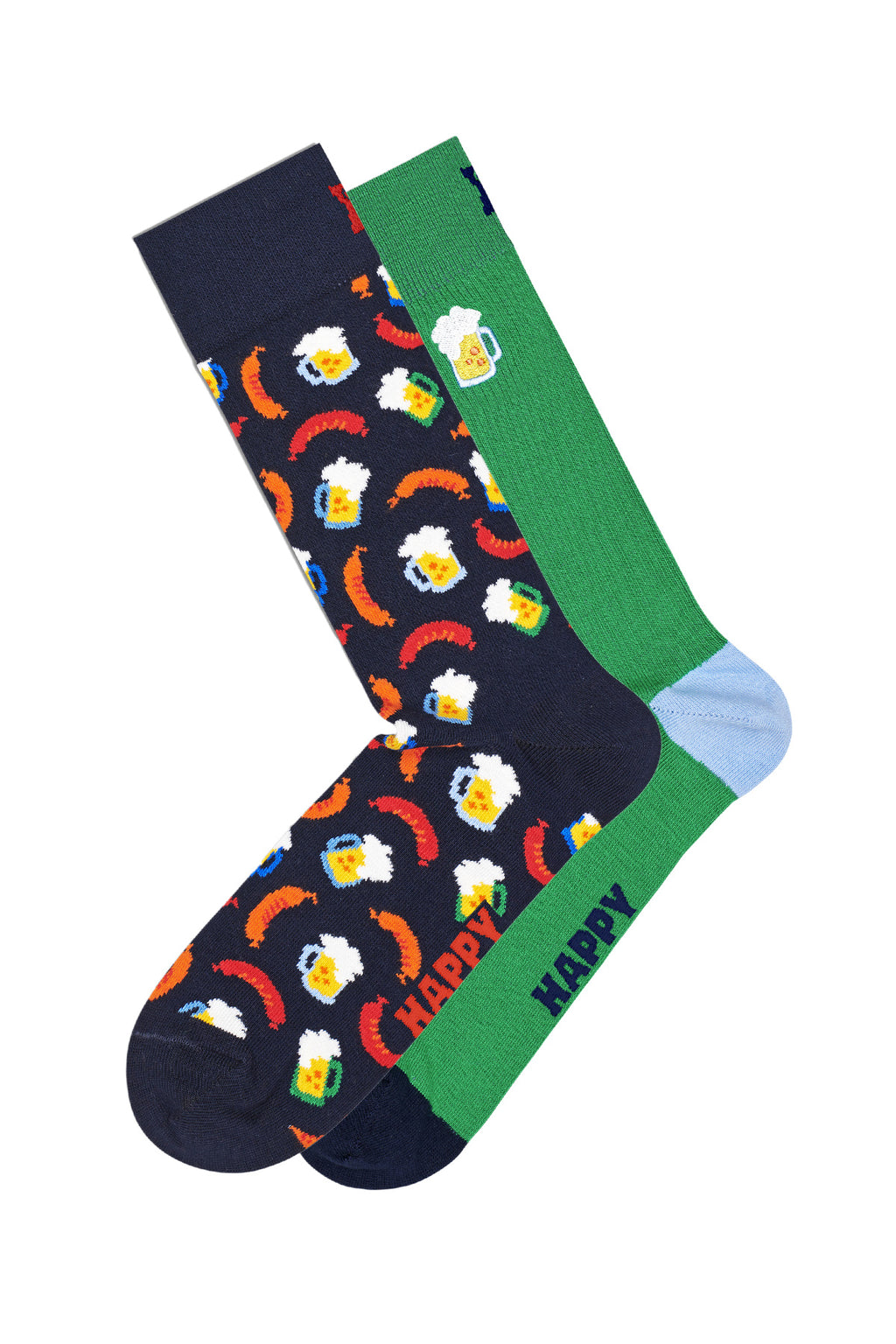 Happy Socks Erkek Çok Renkli Desenli Pamuklu 2'li Çorap Seti