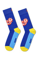 Happy Socks Male Multicolored Super Dad-Themed Pack of 3 Cotton Socks Set | Derimod