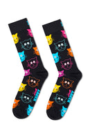 Happy Socks Kadın Çok Renkli Kedi Desenli Pamuklu 3’lü Çorap Seti | Derimod
