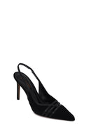 Woman Black Slingback Stiletto Suede Shoes | Derimod