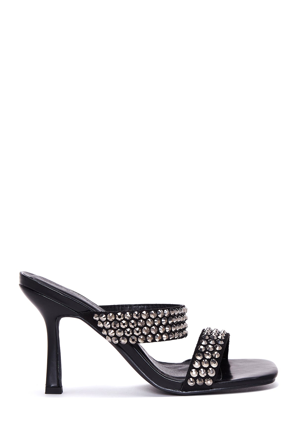 Women's Black Stone Heeled Slippers 22SFE493814 | Derimod