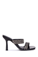 Women's Black Stone Heeled Slippers | Derimod