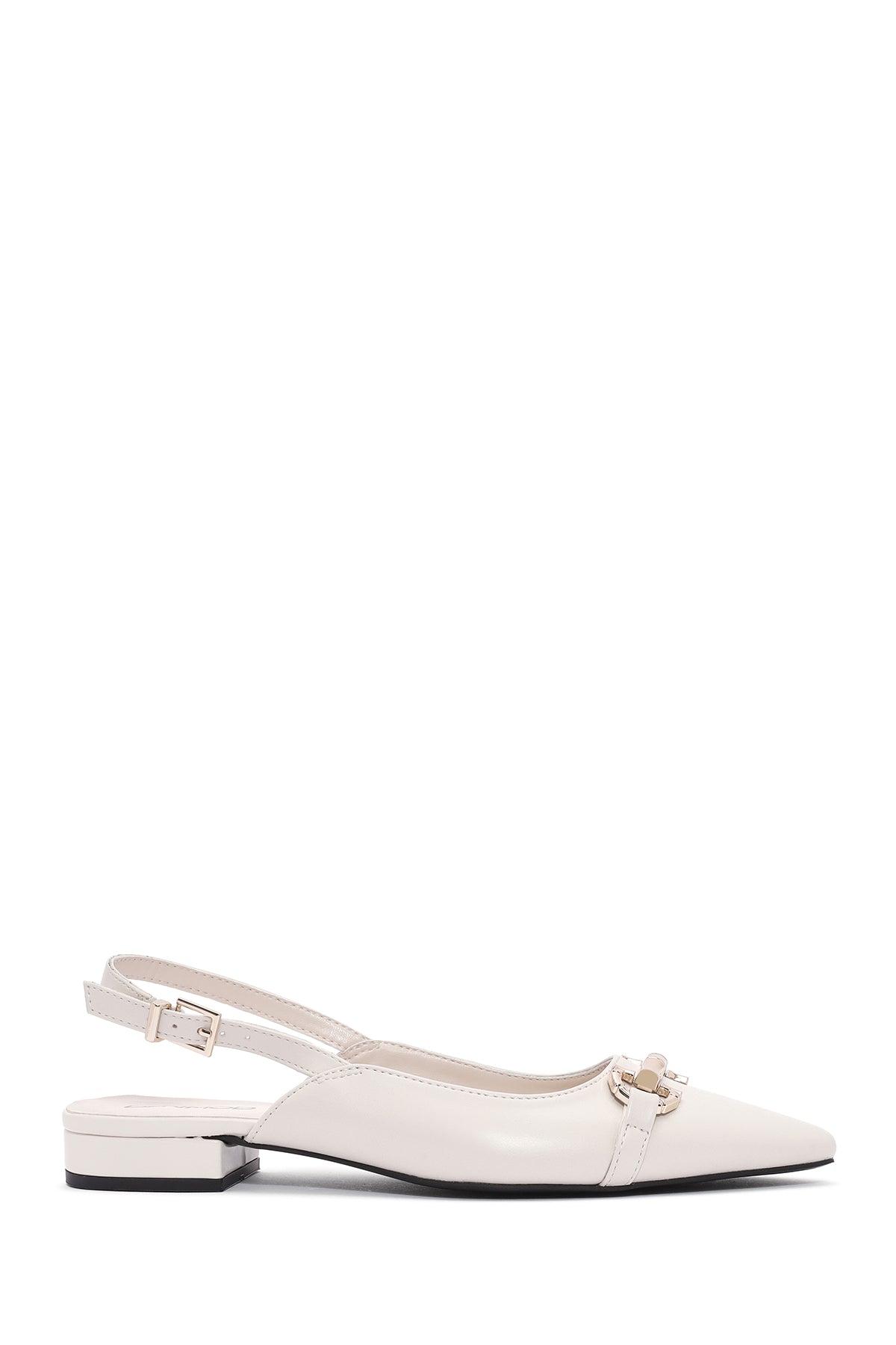 Women's Cream Accessory Open Back Ballerinas 25SFE402518 | Derimod