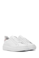 Women's White Lace-Up Leather Sneaker | Derimod