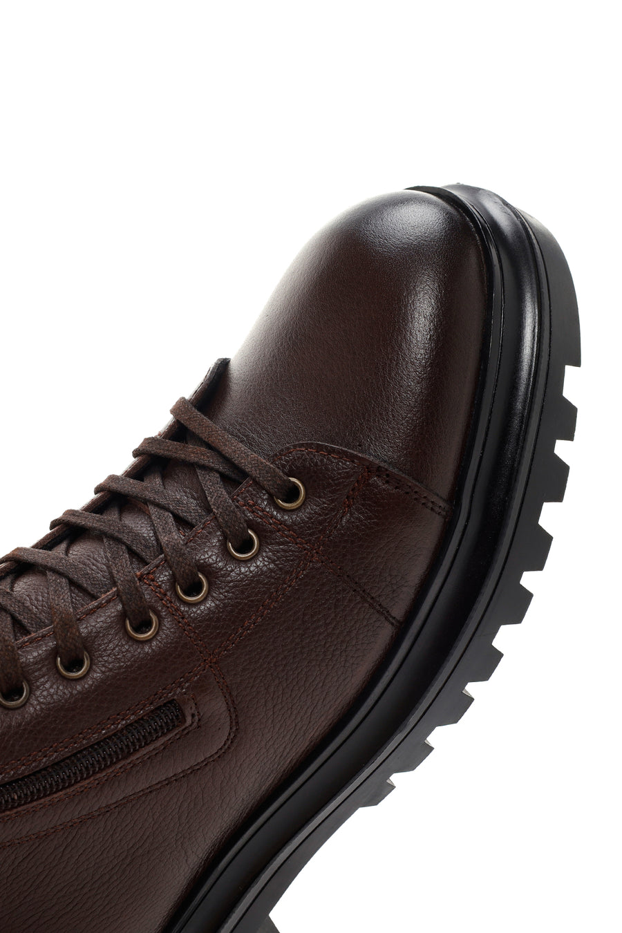Men's Brown Leather Zippered Casual Boots