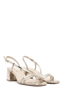 Women's Gold Ankle Buckle Low Heel Metallic Sandals | Derimod