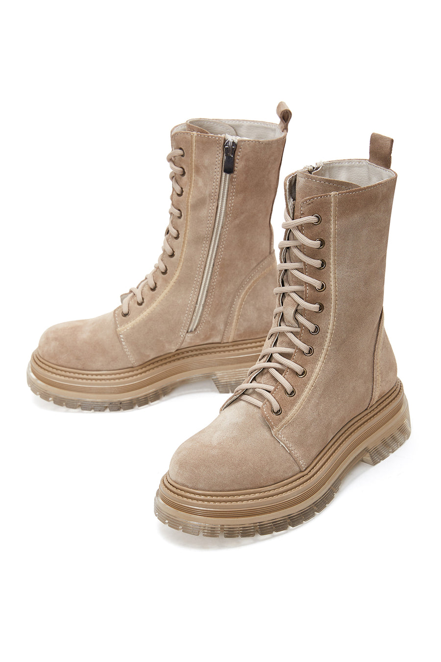 Women's Gray Suede Leather Boots