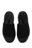 Women's Black Thick Soled Fabric Slippers | Derimod