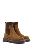 Woman Tan Suede Leather Chelsea Bot | Derimod