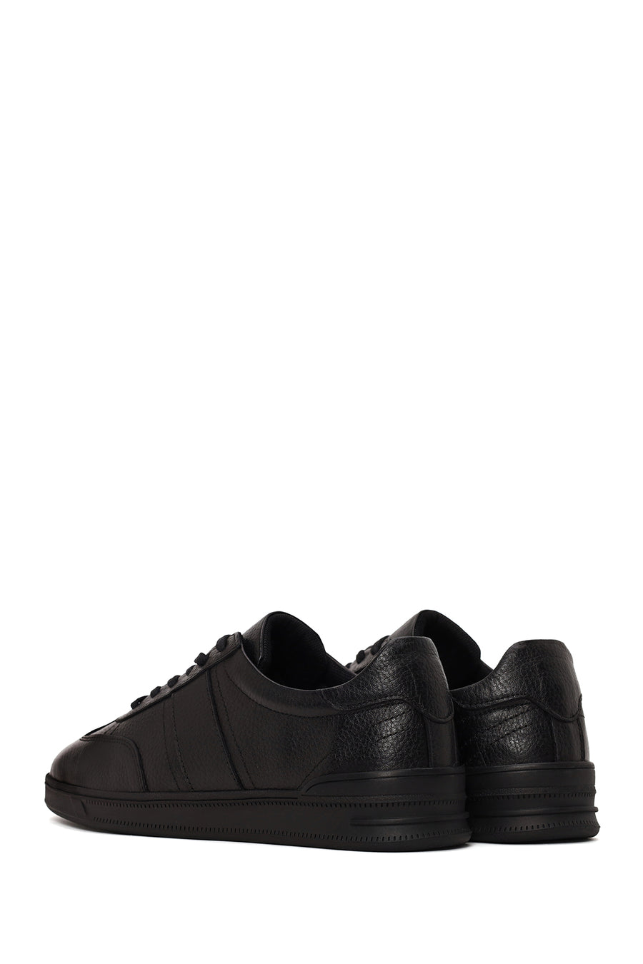 Erkek Siyah Bağcıklı Deri Sneaker