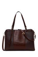 Woman Brown Long-Strap Patterned Shoulder Bag | Derimod