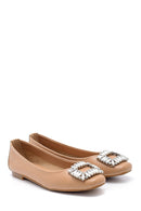 Women's Leather Stone Ballerinas | Derimod
