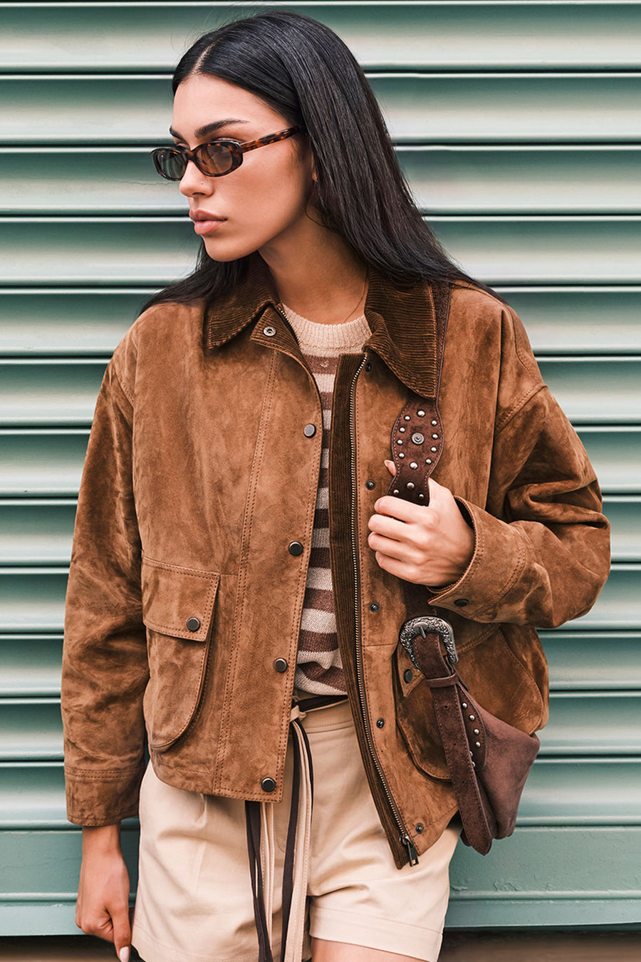 Freedom Kadın Camel Oversize Süet Deri Ceket 26WGD570110 | Derimod