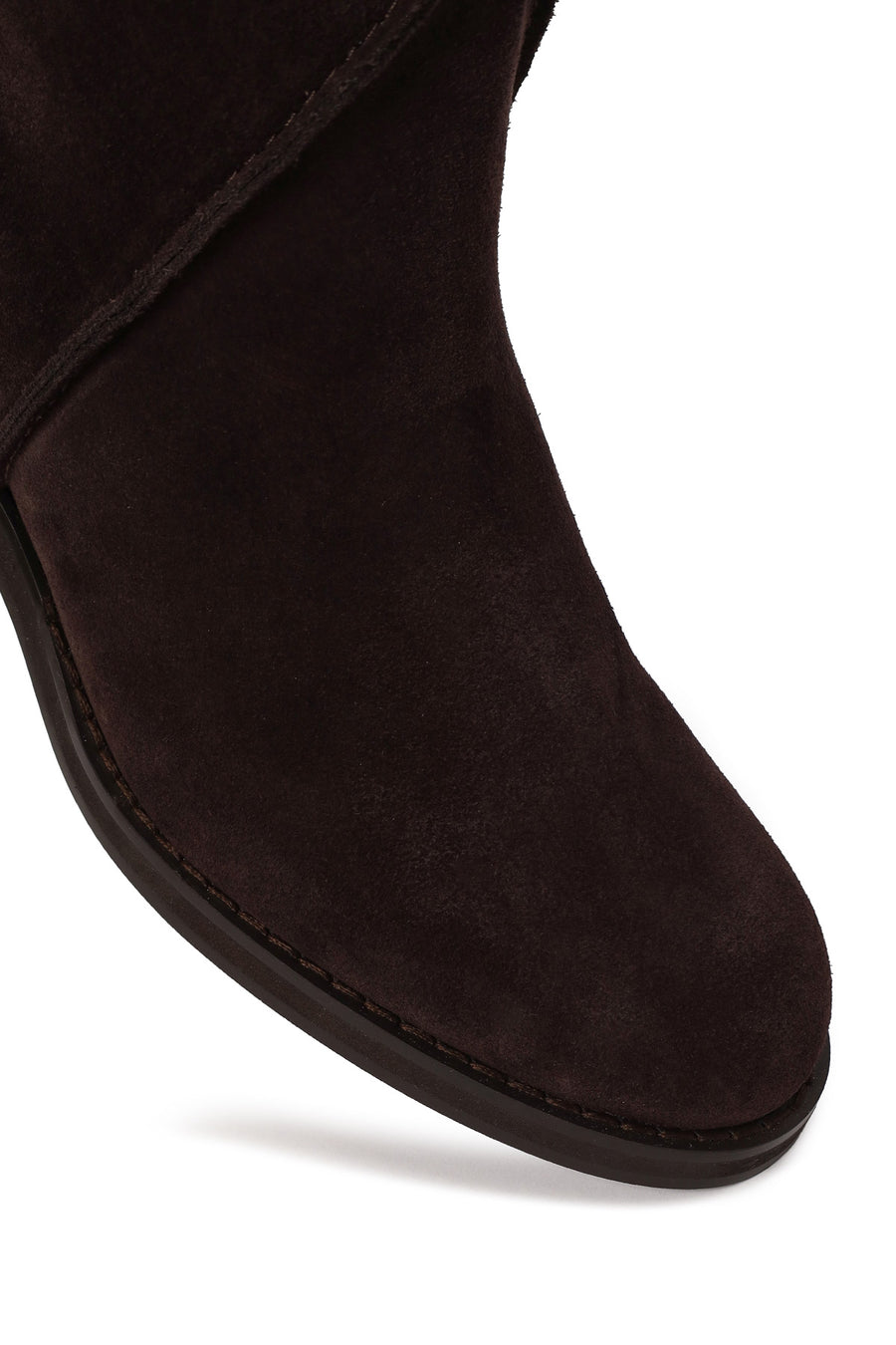 Woman Brown Short Thick-Heeled Suede Boots