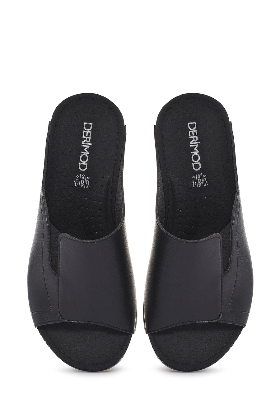 Women's Black Thick Soled Comfort Slippers