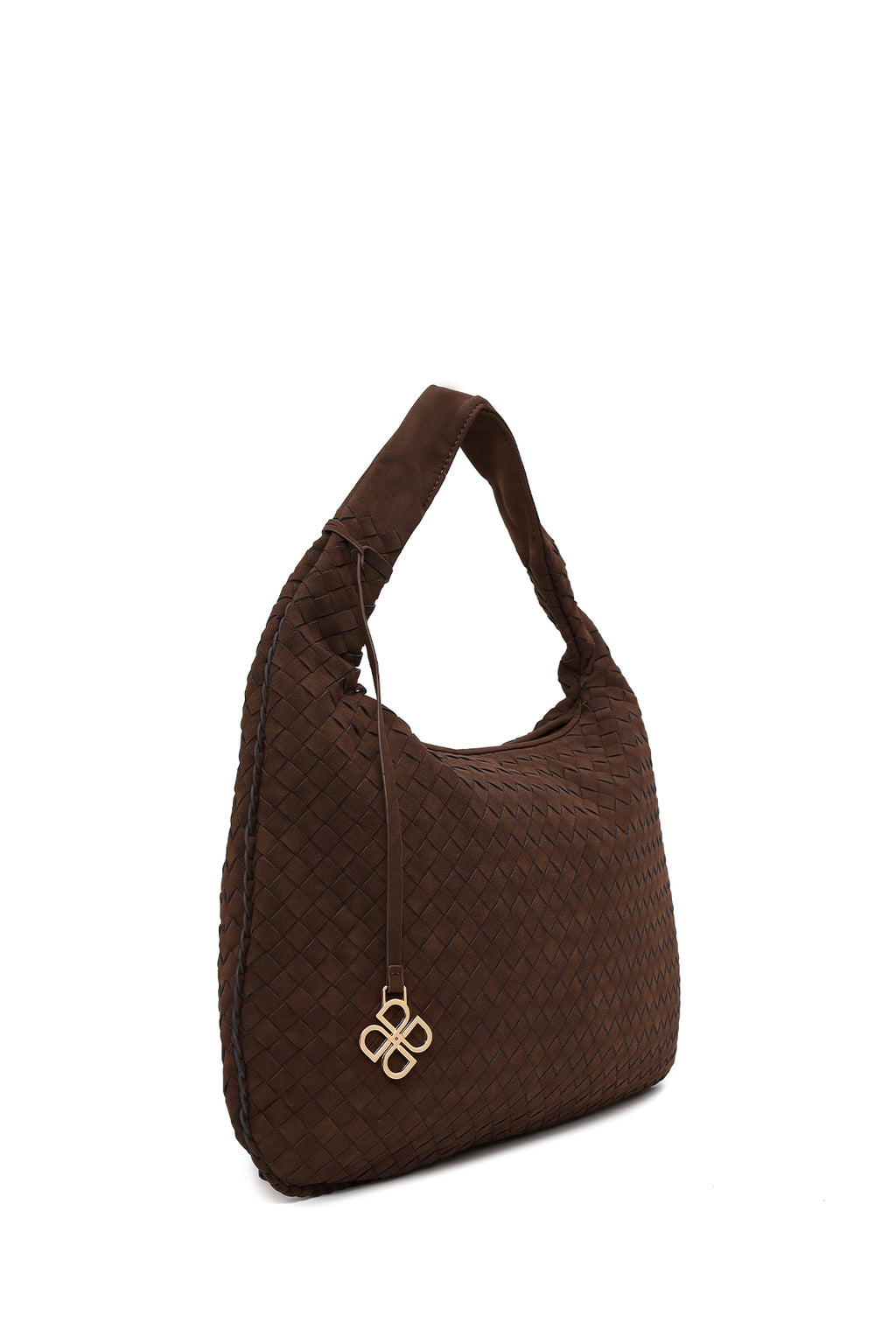 Kadın Kahverengi Örgülü Süet Omuz Çantası